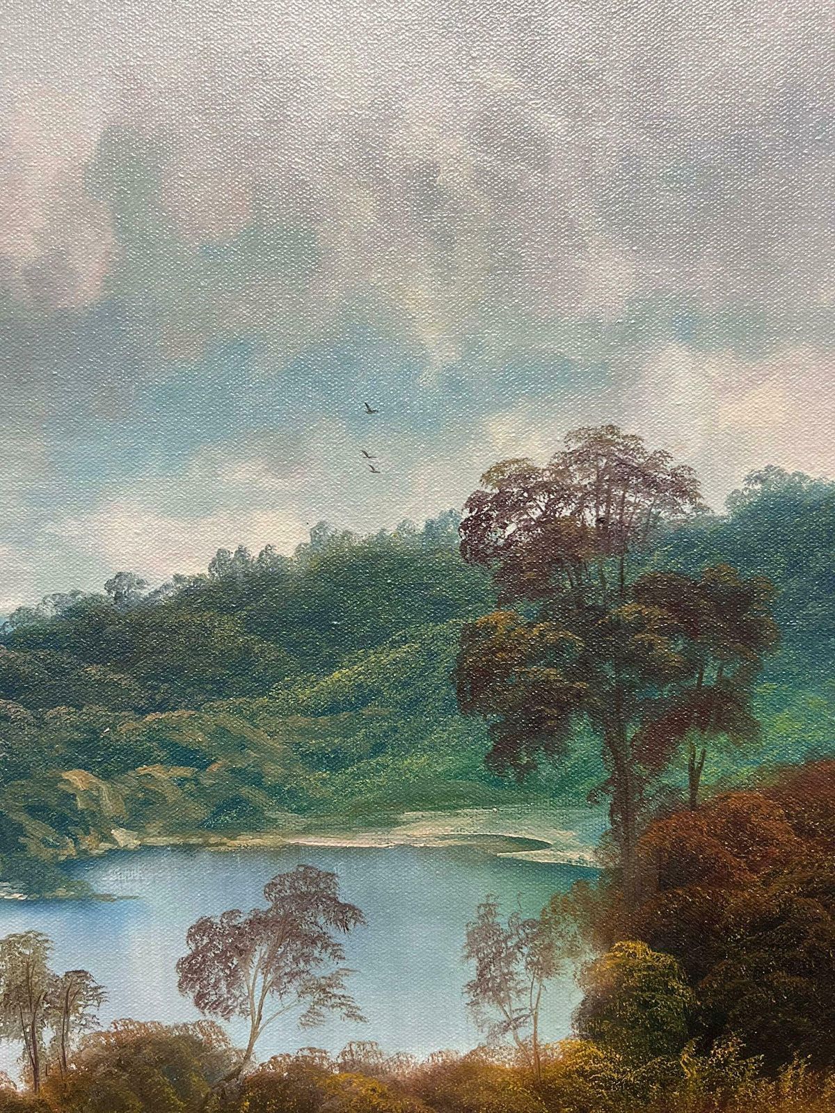Andrew Grant Kurtislarge Traditional English River Woodland Landscape Signed Oil Painting Framed20th Century photo for sale