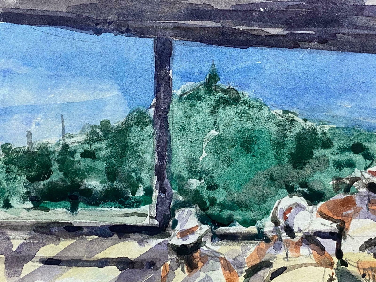 Maurice Mazeiliefrench Impressionist Vibrant Watercolour   Figures Chatting photo for sale