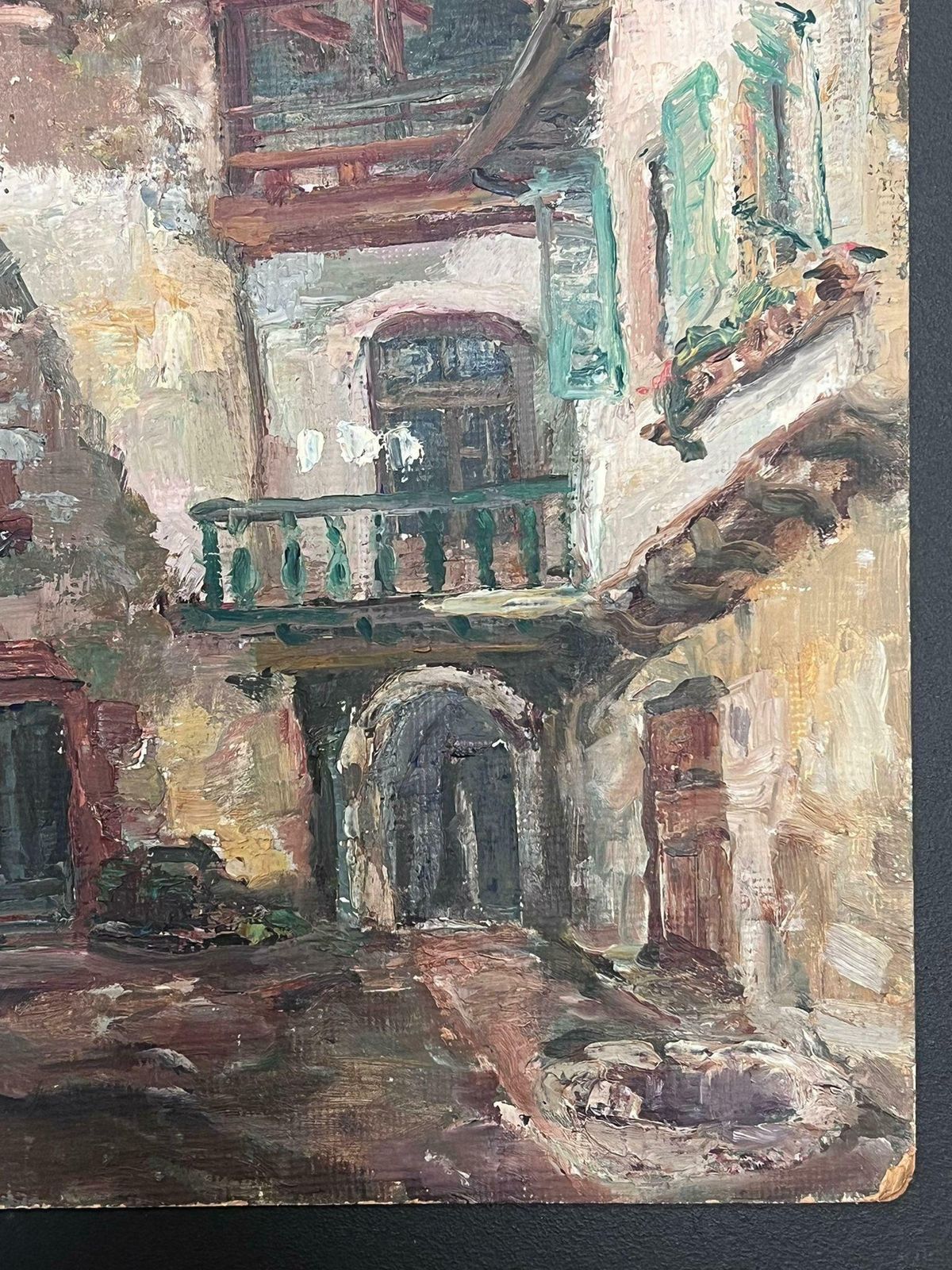 Regine Davidmid 20th Century 1950's French Post Impressionist Oil Medieval Town Buildings1950's photo 758.0