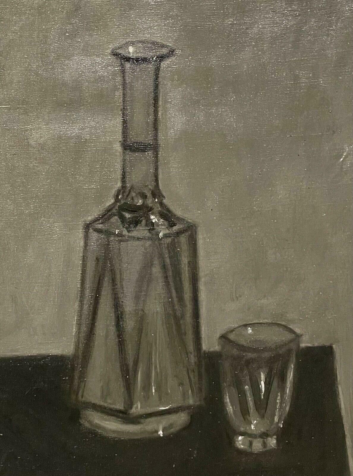 Mid Century French1950's Mid Century French Modernist Oil Painting Still Life Interior Scenec. 1950's photo for sale