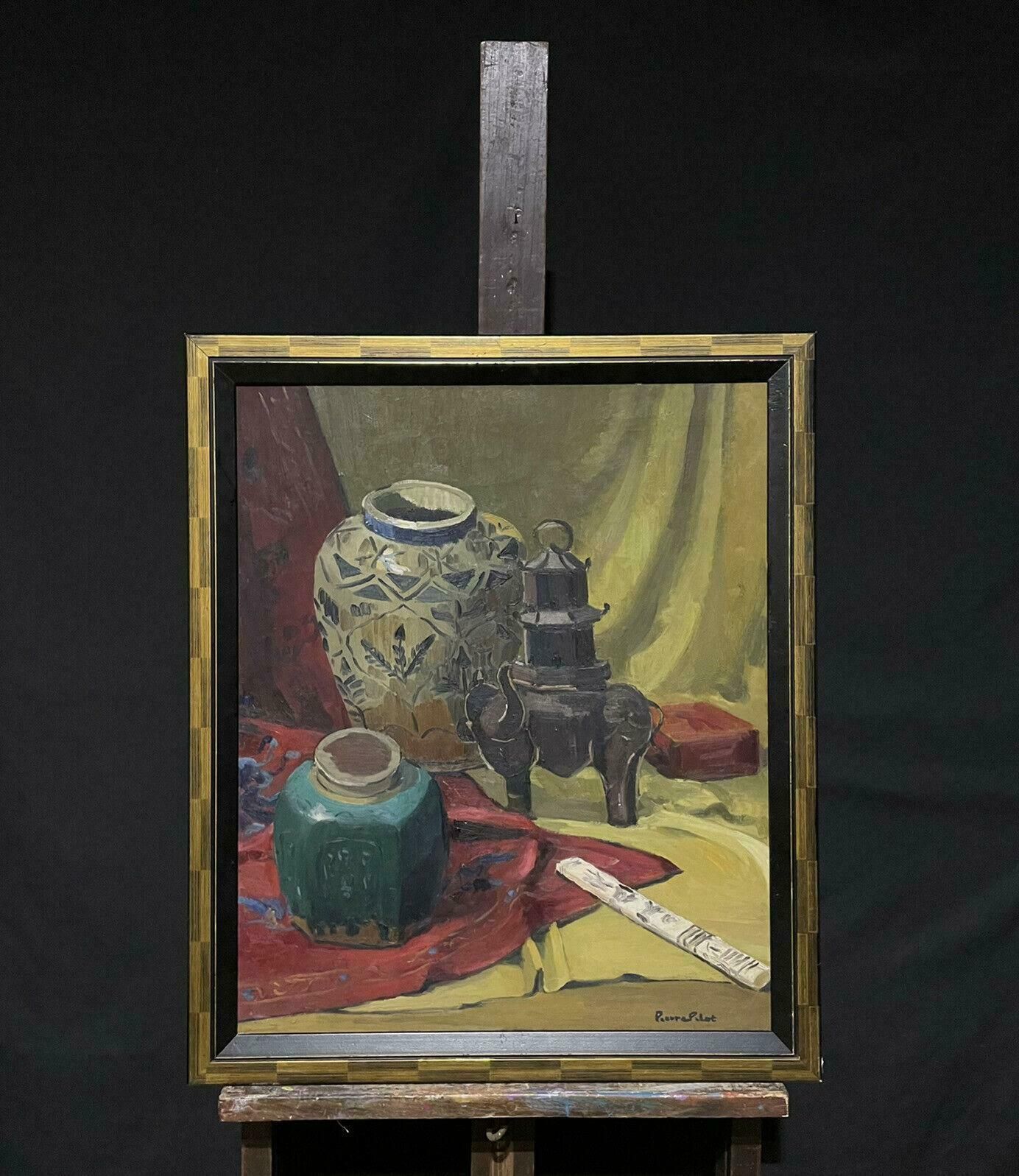 1950's Frenchmid 20th Century French Still Life Oriental Vases & Objects, Signed Oil photo furniture