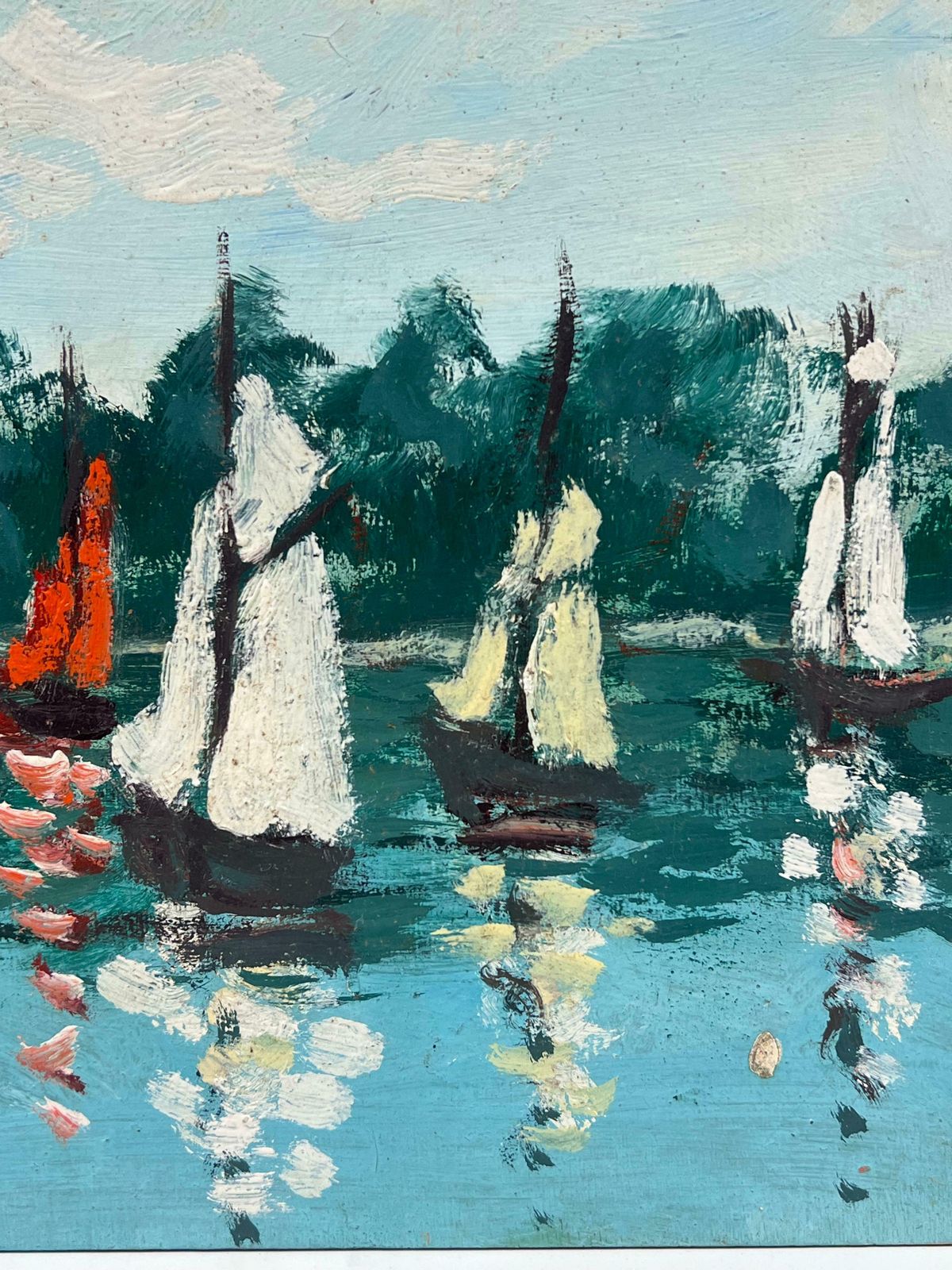 Fanch Lelsailboats On Calm Waters With Lush Forest Backdrop Under A Bright Sky20th Century photo furniture