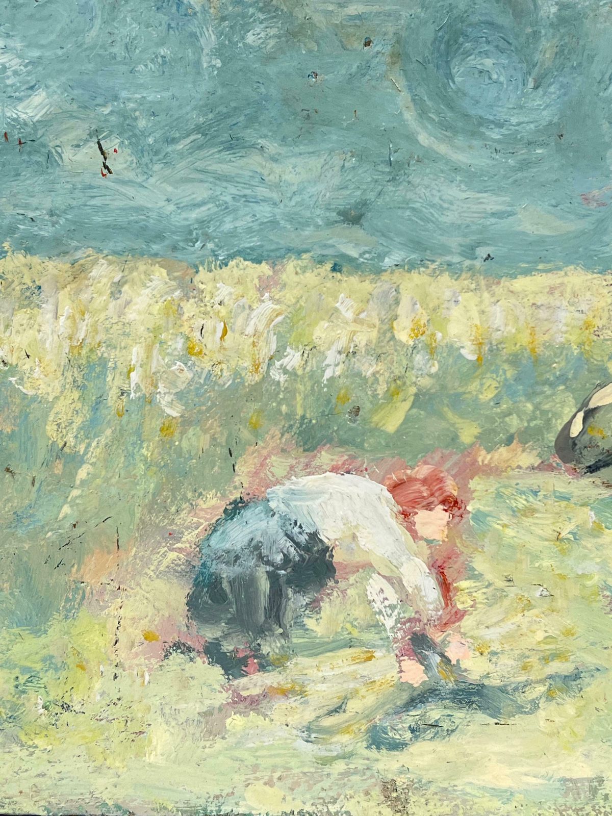 Fanch Lelfarmers Working In Sunlit Landscape Beneath A Deep Blue Sky French Oil Painting20th Century photo Art