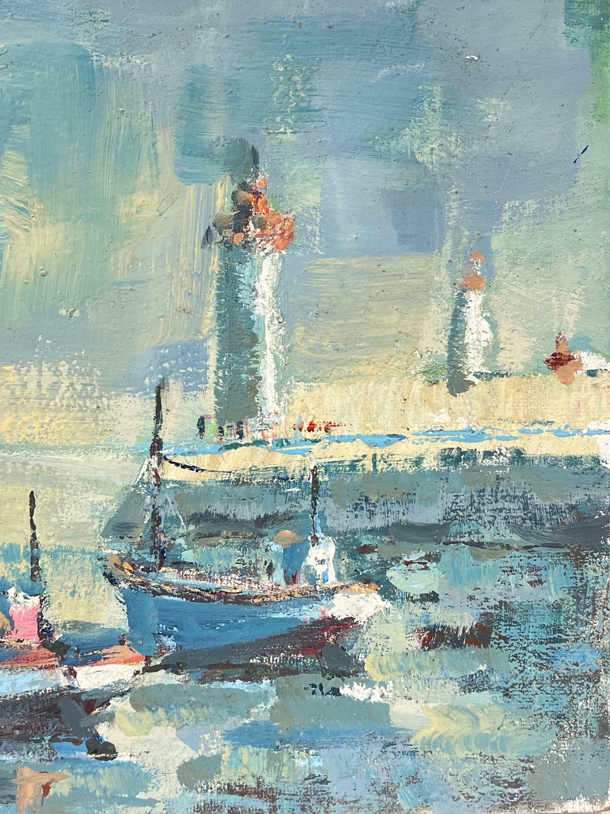 Fanch Lelfishing Boats Moored Beside A Pier And Lighthouses île D'oléron Island20th Century photo 625.0