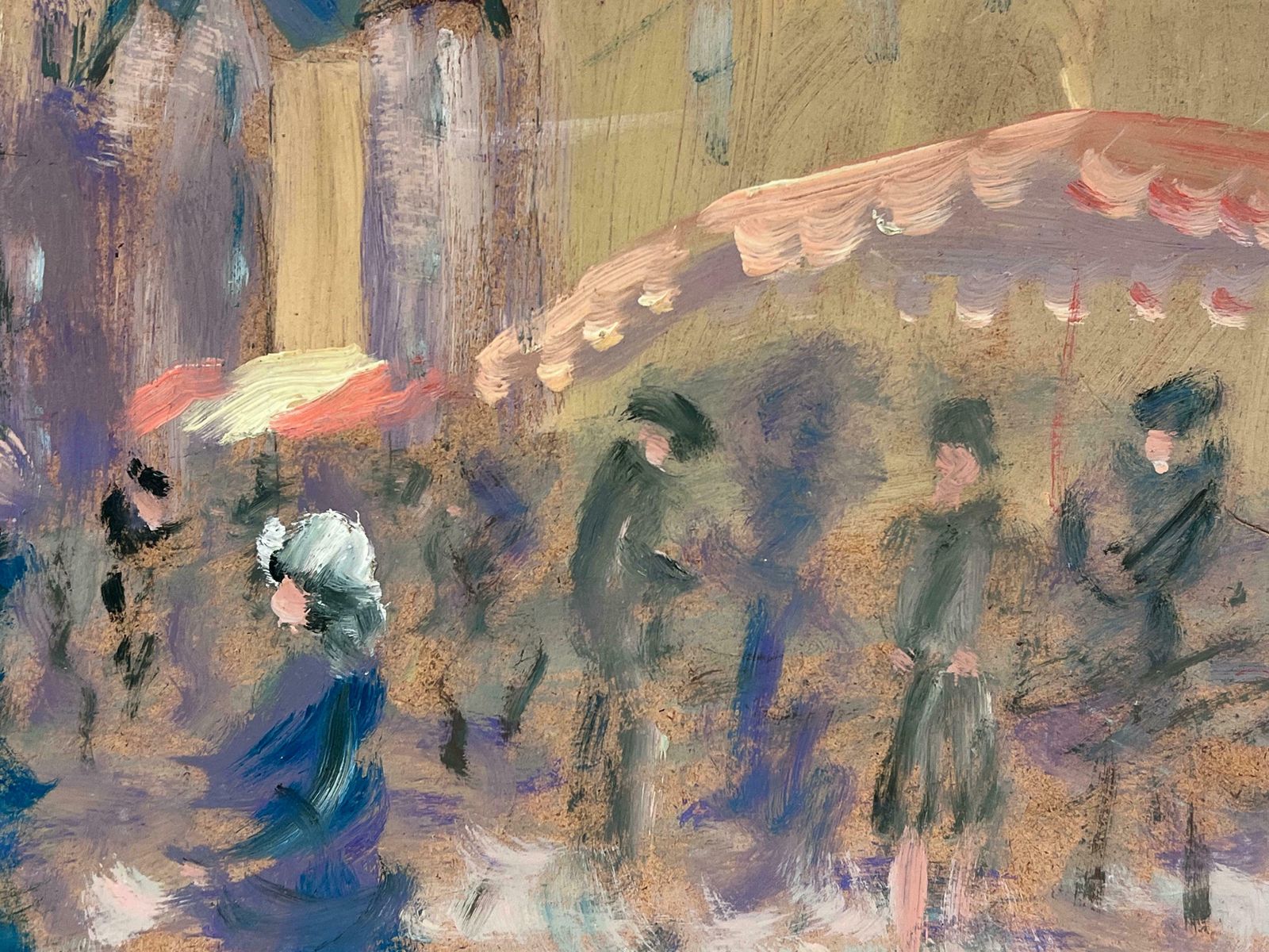 Fanch Lelfigures With Umbrellas Walking Through The Rainy Market Town French Oil20th Century photo Art