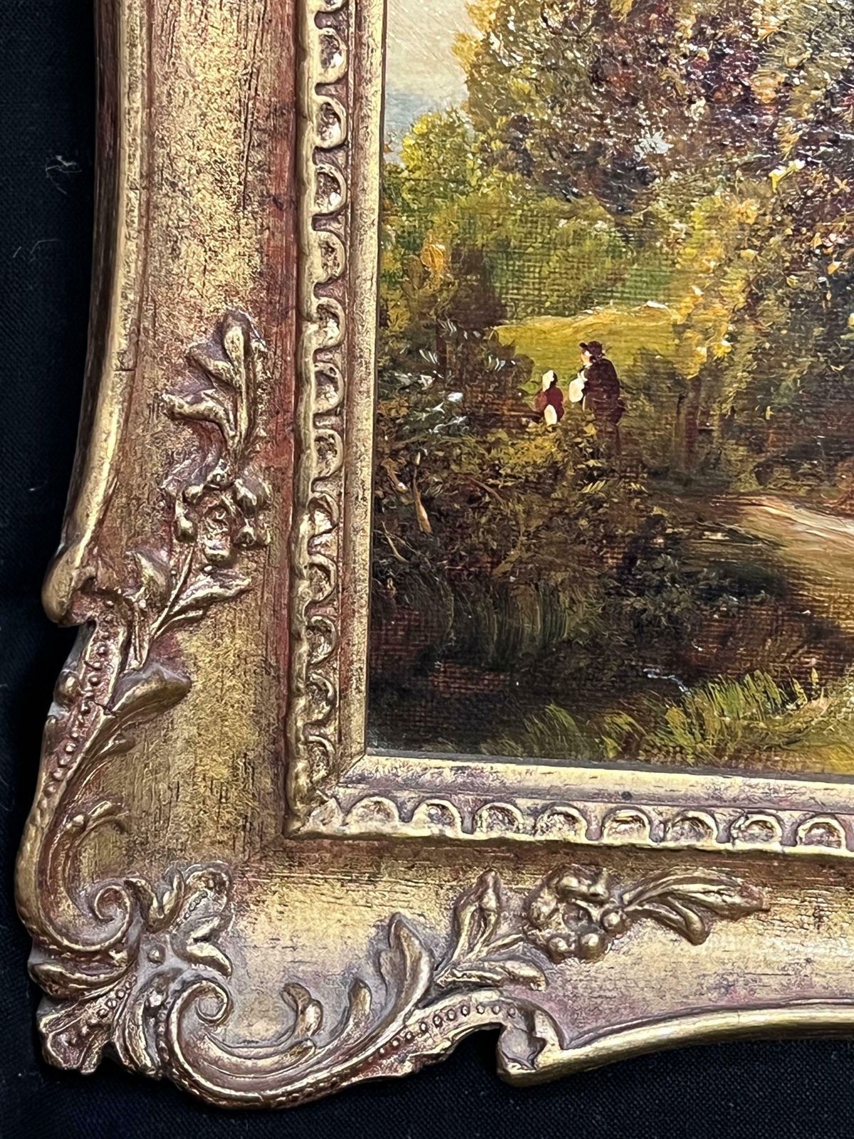 Victorian Englishantique 19th Century English Oil Painting Countryside Golden Harvest Fields 19th Century photo Art