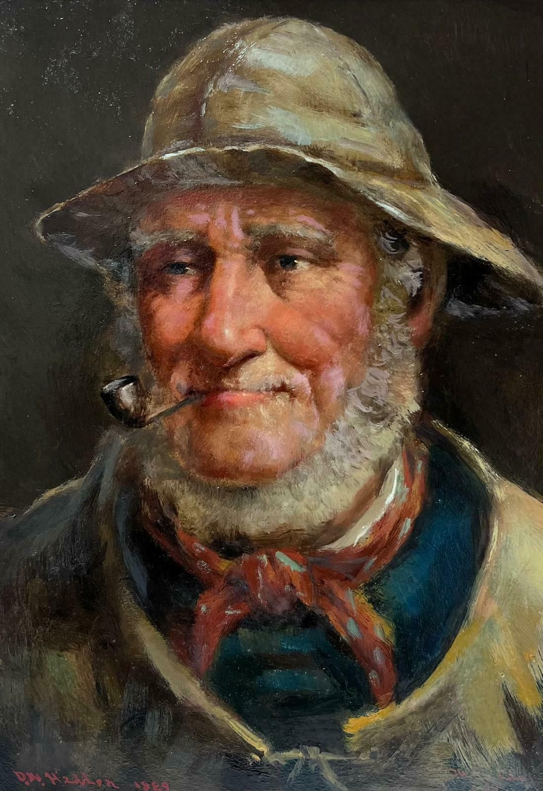 David W. Haddonthe Cornish Fisherman Antique English Signed Oil Painting Portrait Of Sea Man photo 1222.0