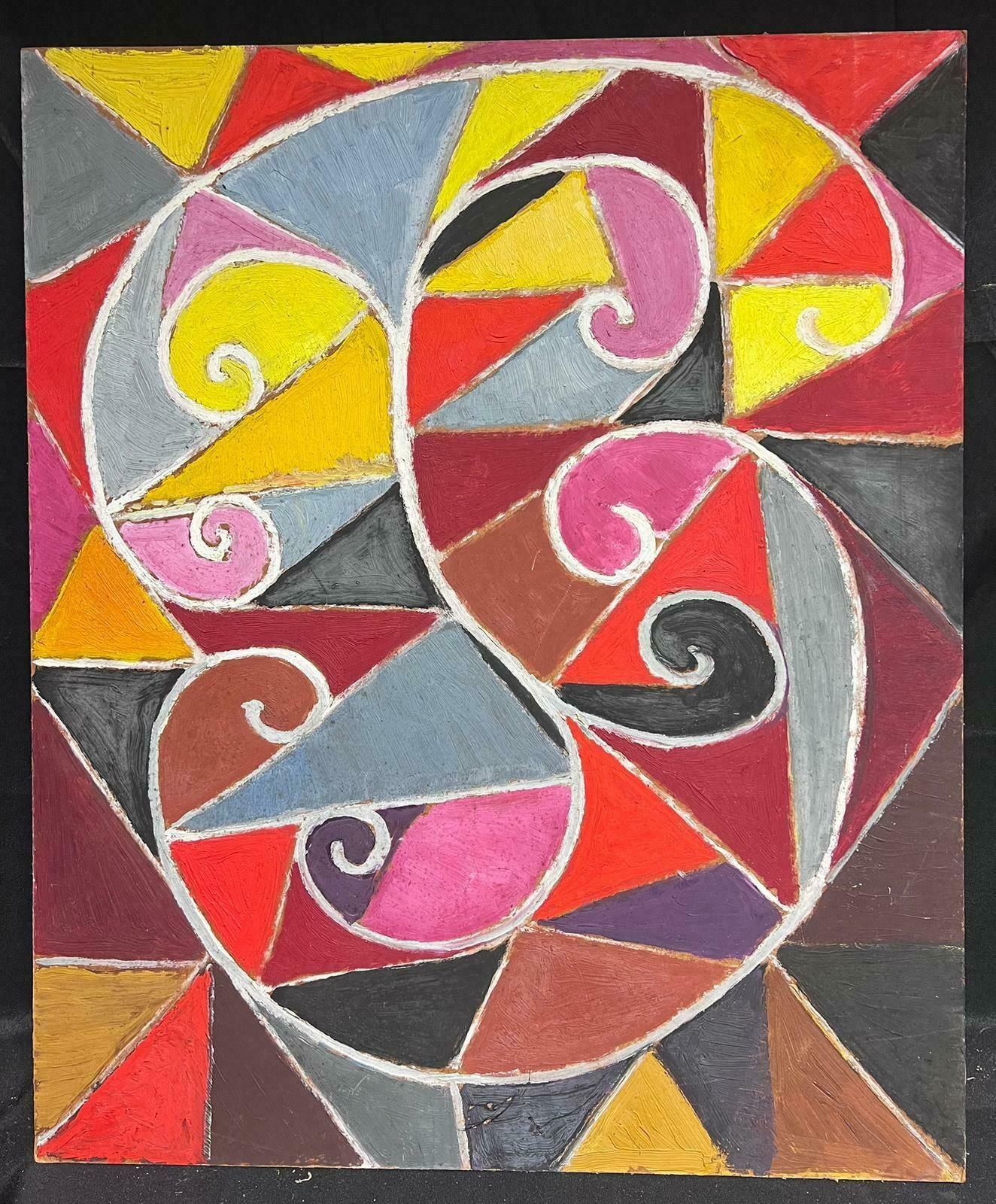 French Schoolswirling Colors 1960's French Abstract Oil Painting Large Scale Original photo furniture