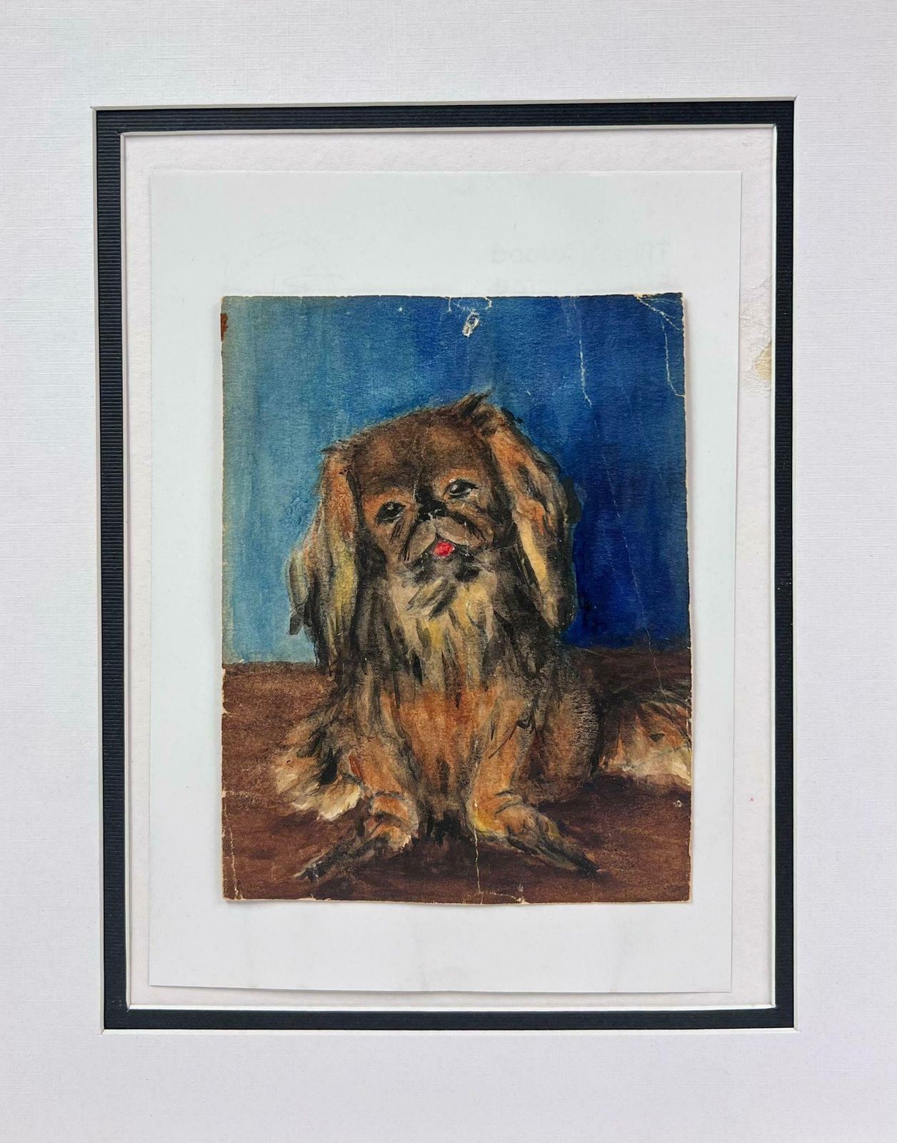 English Dog Paintingportrait Of A Pekingese Dog Vintage English Watercolour Painting19th Century photo furniture