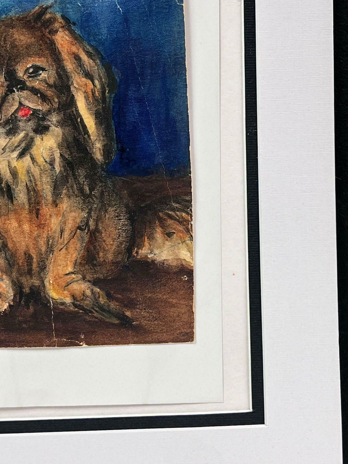English Dog Paintingportrait Of A Pekingese Dog Vintage English Watercolour Painting19th Century photo for sale