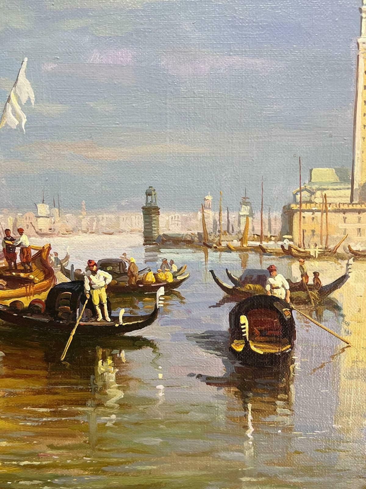 English Artistbustling Sunlit Venice With Gondolas And Sailboats Scenic Classical Oil Painting photo vinterior