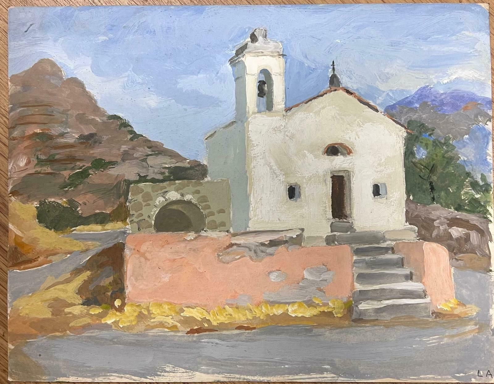 Louise Alix1930's Italian Southern Old Church Memorial In Landscape By Female French Artist1940's photo furniture