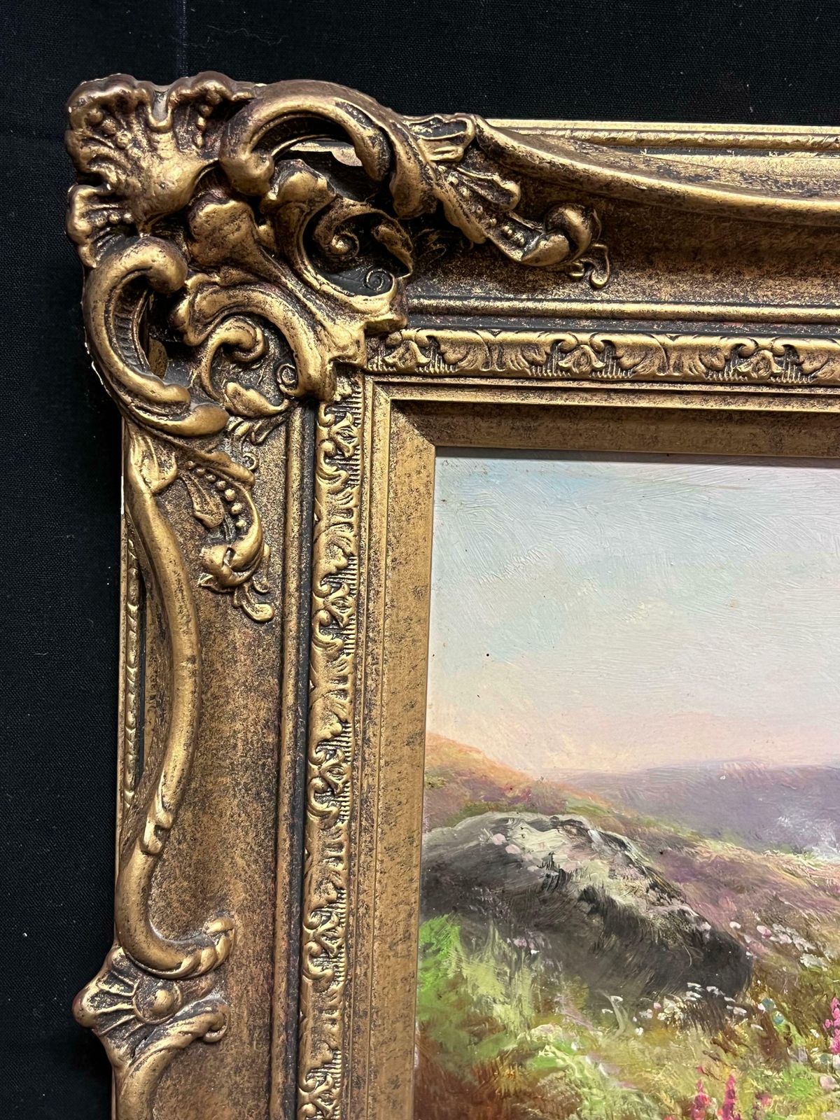 Art George Henry Jenkins (British, 1843 1914)antique British Oil Painting Fisherman Highland Stream At Sunset, Framed Oil 19th Century photo