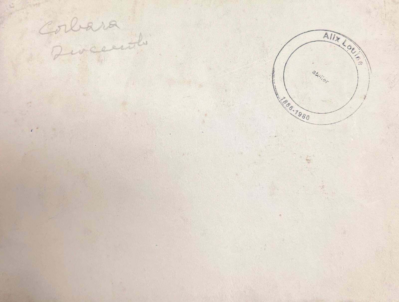 Louise Alix1930's Watercolour Painting French Purple And Orange Mountain Landscape 1940's photo 606.0