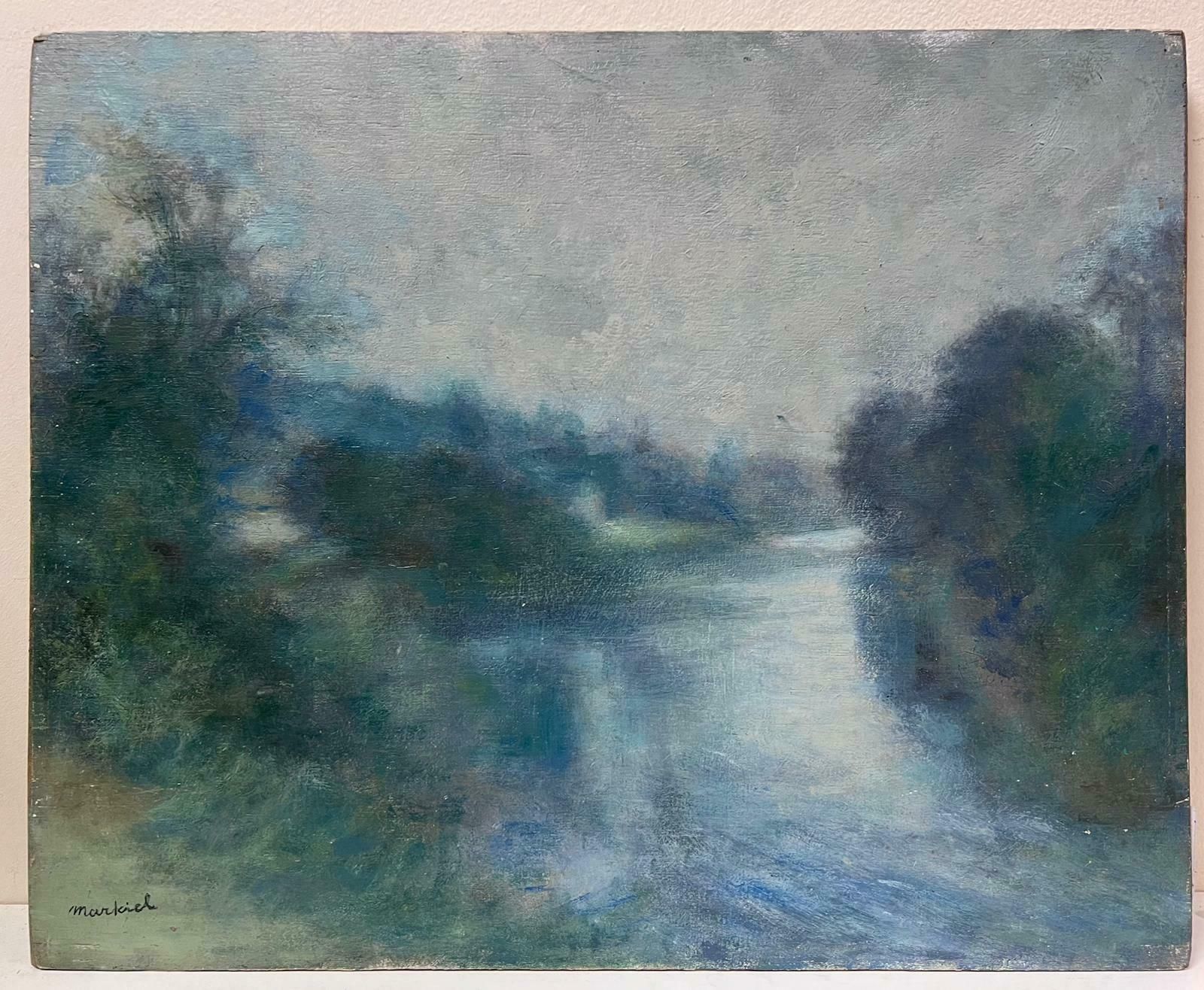 Jacob Markielsuperb Impressionist Oil Painting Misty River Landscape Oil Painting Signed photo furniture