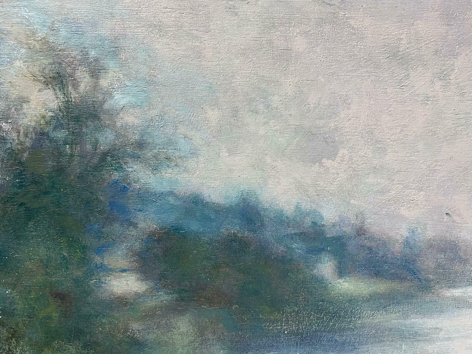 Jacob Markielsuperb Impressionist Oil Painting Misty River Landscape Oil Painting Signed photo Art