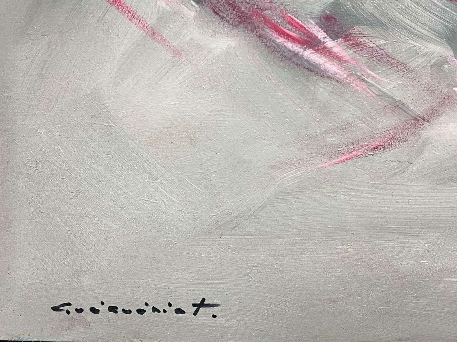 Gerard Guegueniatfrench Abstract Expressionist Signed Oil Pink & Grey Swirls photo Art