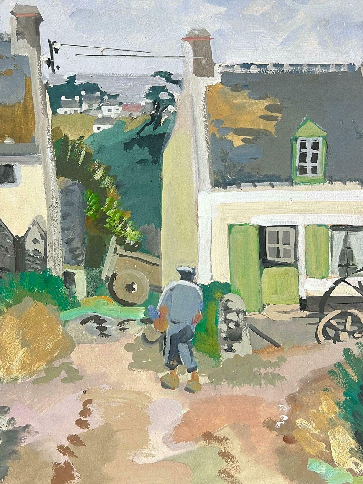 Y. Blanchongrey Figure Walking Through French Courtyard 1930's Impressionist1930's photo 3003.0
