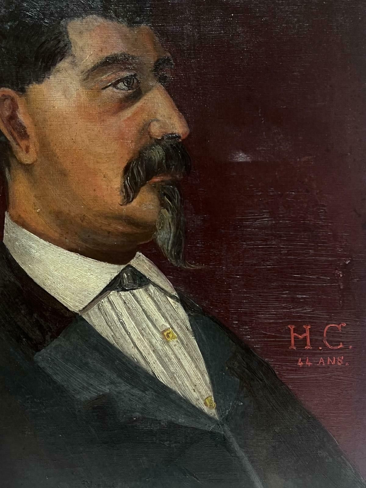French School 1890's French Portrait Of Character Man Signed & Dated 1896 Titled Oil Painting1896 photo vinterior