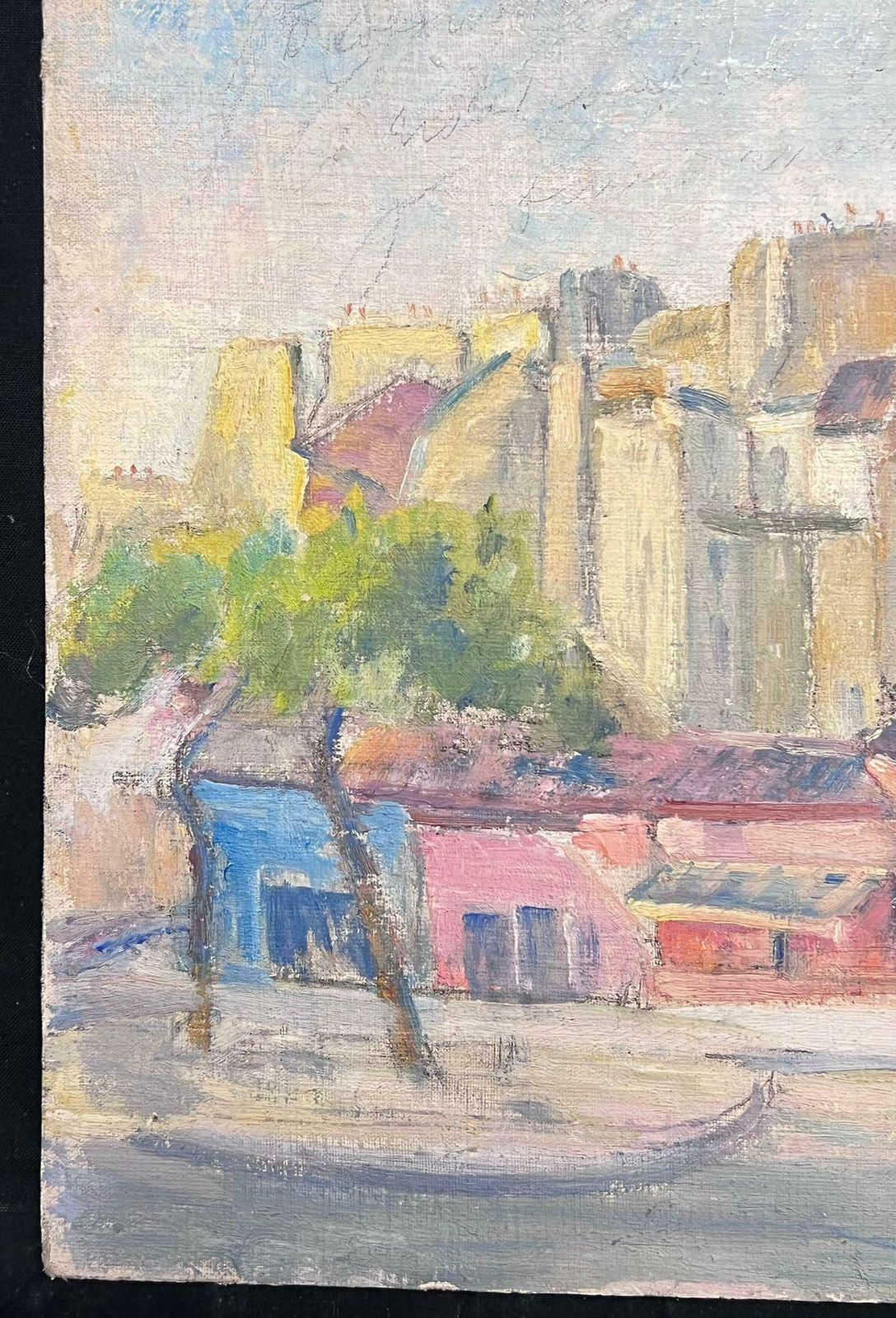 Regine Davidcolourful Cityscape Town Corner With Trees Vibrant Oil Painting1950's photo for sale