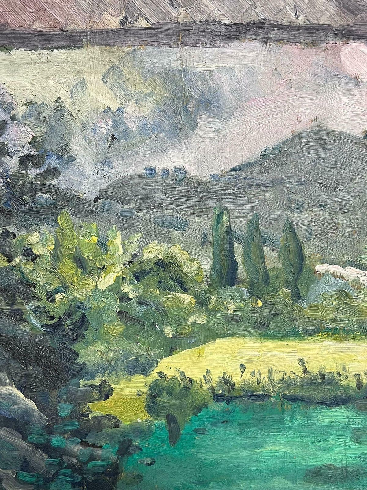 Regine Davidwindow View Of Verdant Landscape Expressive Oil Painting1950's photo 356.0