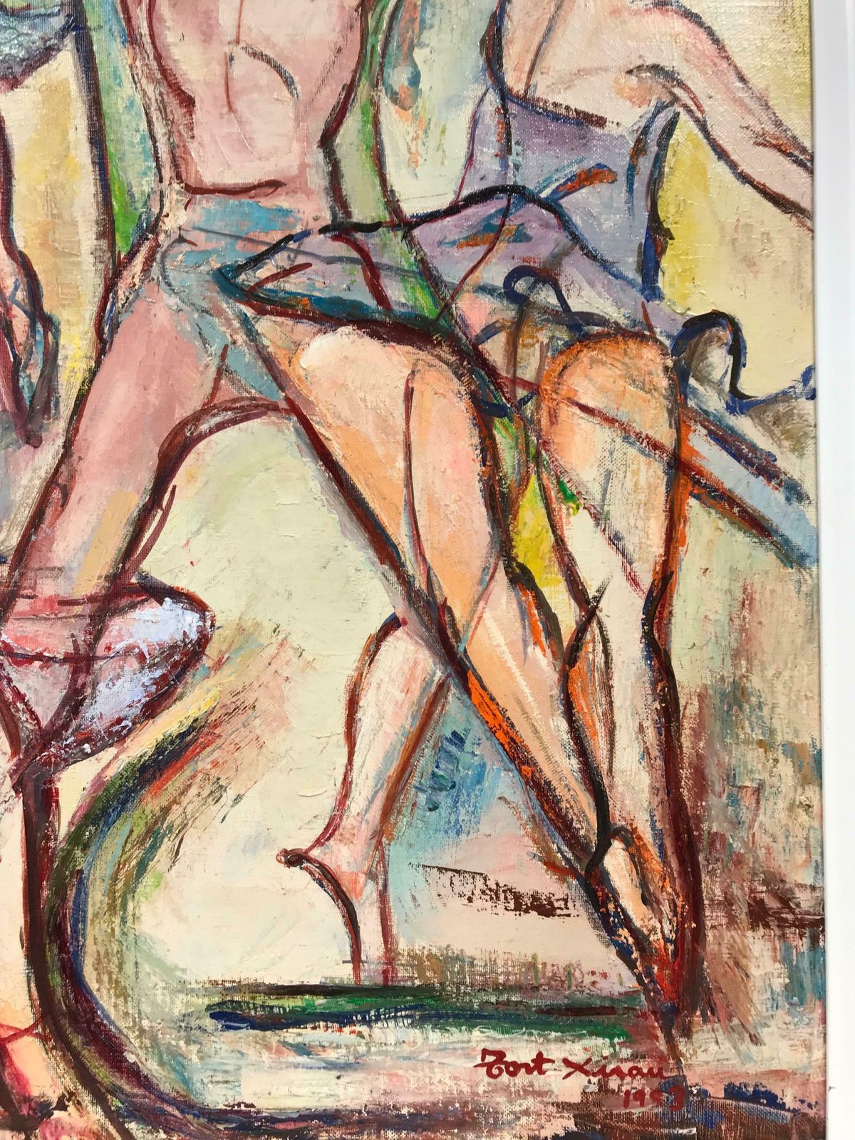 Maria Tort Xirauthree Dancing Ballerina Figures Male & Female Large Original 20th Century Oil photo 2036.0