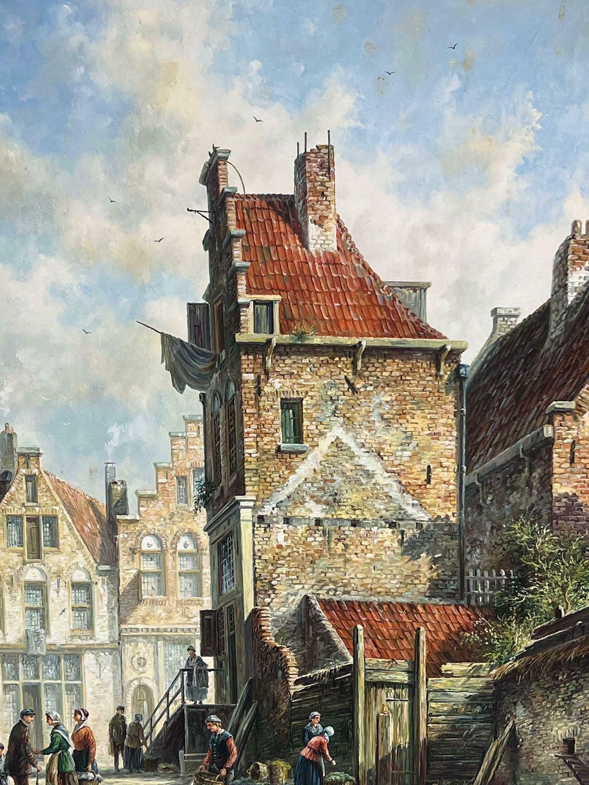 Jonny Gastonclassical Dutch Old City Street Scene Figures Old Buildings Signed & Framed Oil photo 1222.0