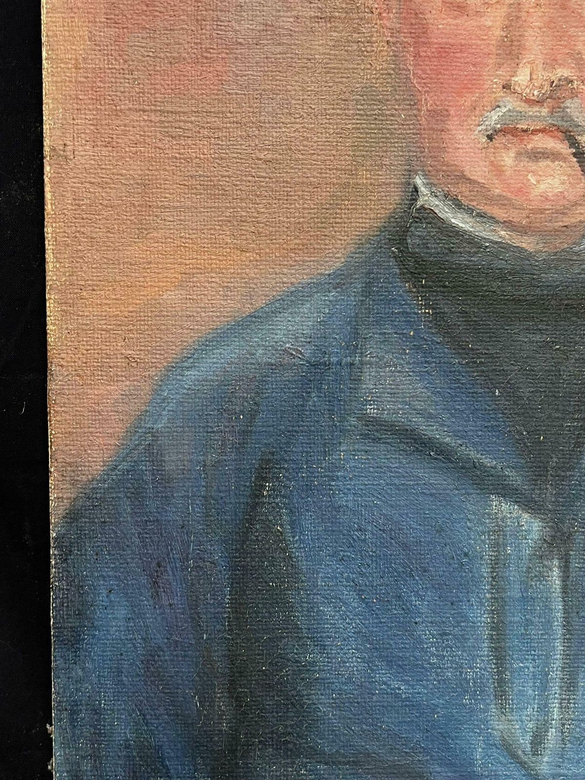 Regine Davidportrait Of A Man With Pipe Mid 20th Century's French Post Impressionist Oil 1950's photo for sale