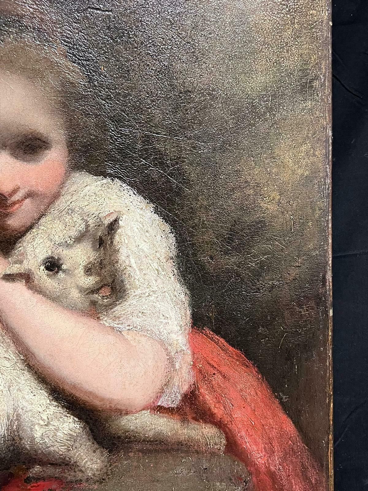 Fine 18th Century British Old Master Oil The Young Shepherdess With Lamb18th Century photo vinterior