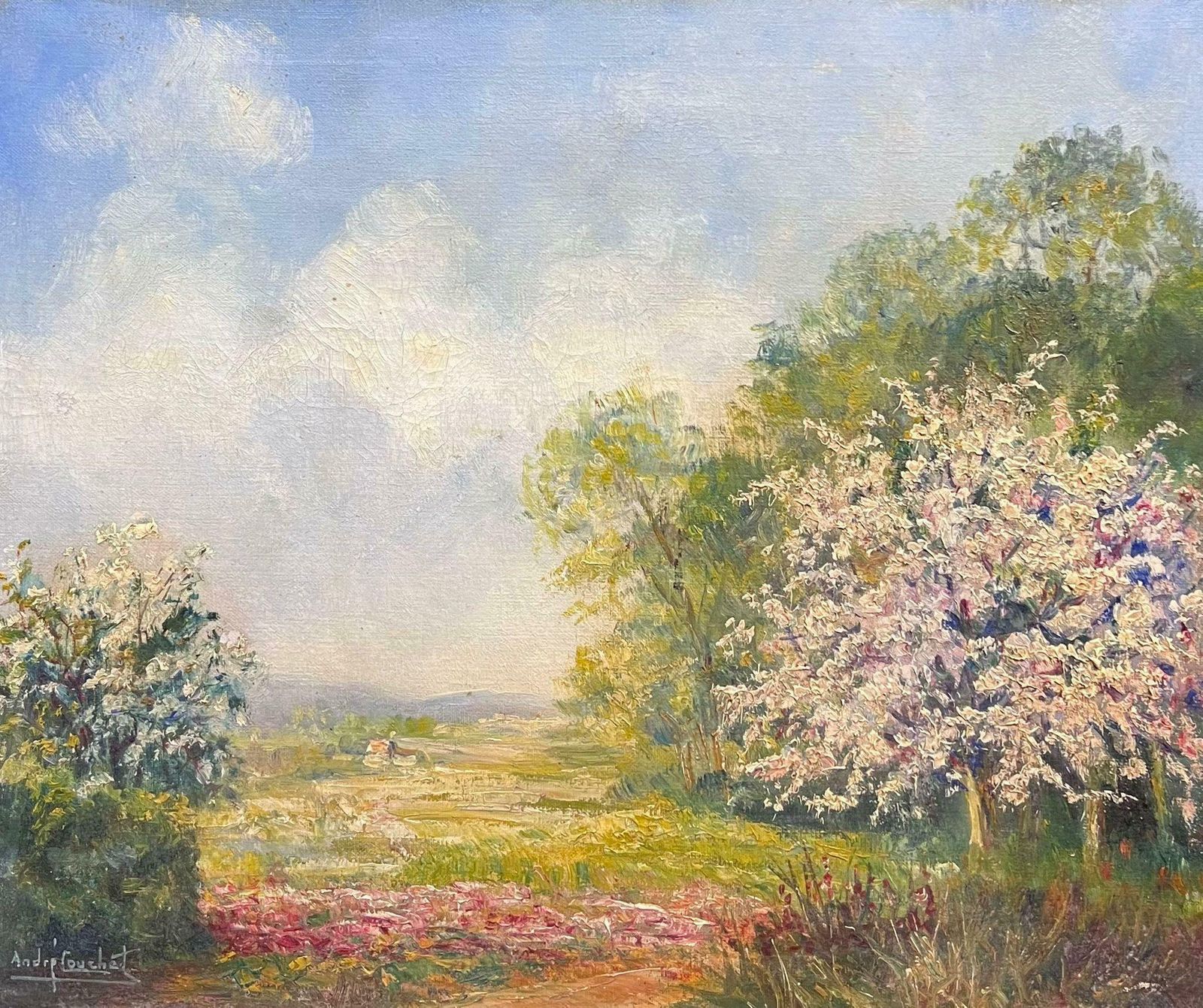 André Couchetspring Blossoms In A Countryside Landscape Painting French Impressionist Oil photo furniture