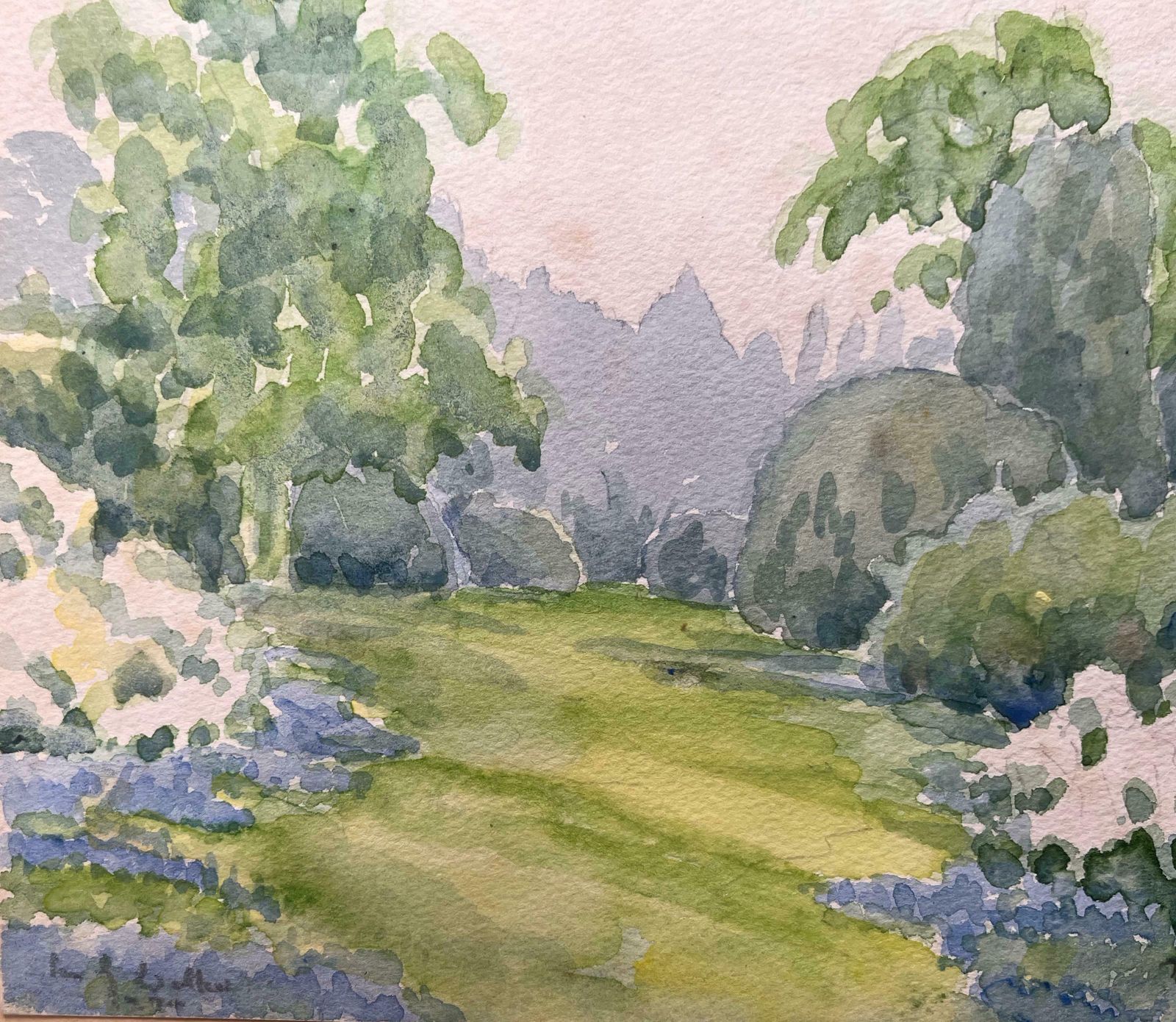 Ian G. Walkerfinely Detailed British Watercolor Topographical Landscape Scene20th Century photo Art