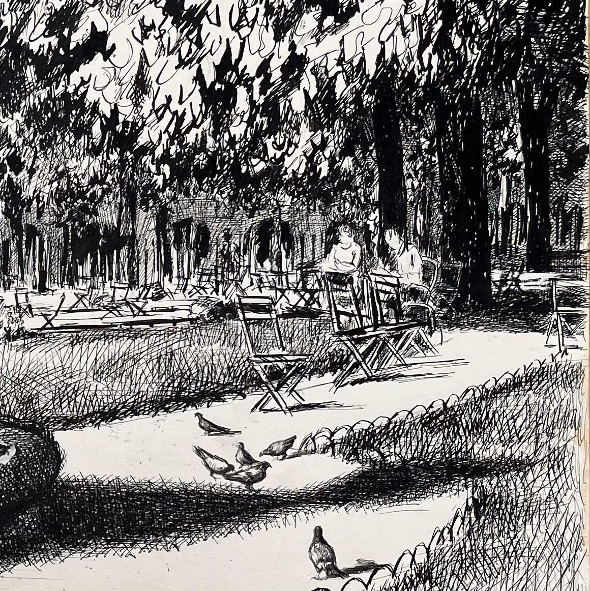 Josine Vignonmid Century French Original Ink Drawing Of Place Des Vosges (Paris 1970)1970 photo vinterior