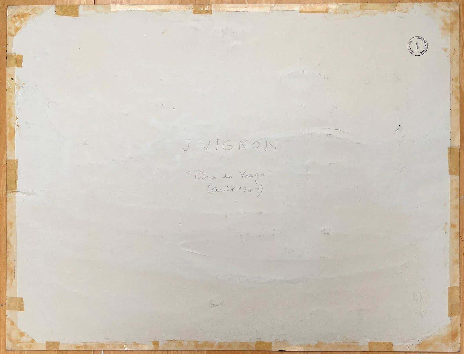 Josine Vignonmid Century French Original Ink Drawing Of Place Des Vosges (Paris 1970)1970 photo buy