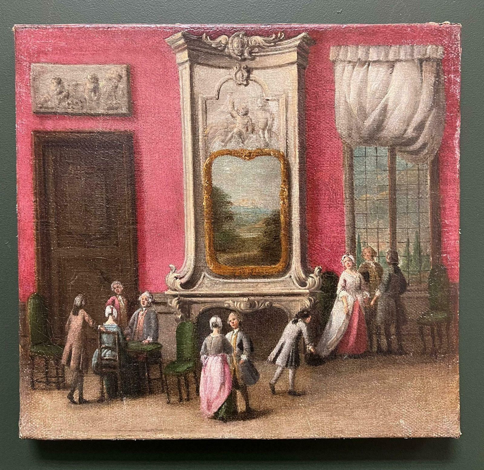 18th Century Venetian Schoolfine 18th Century Italian Oil Painting Elegant Figures Rococo Interior Setting photo furniture