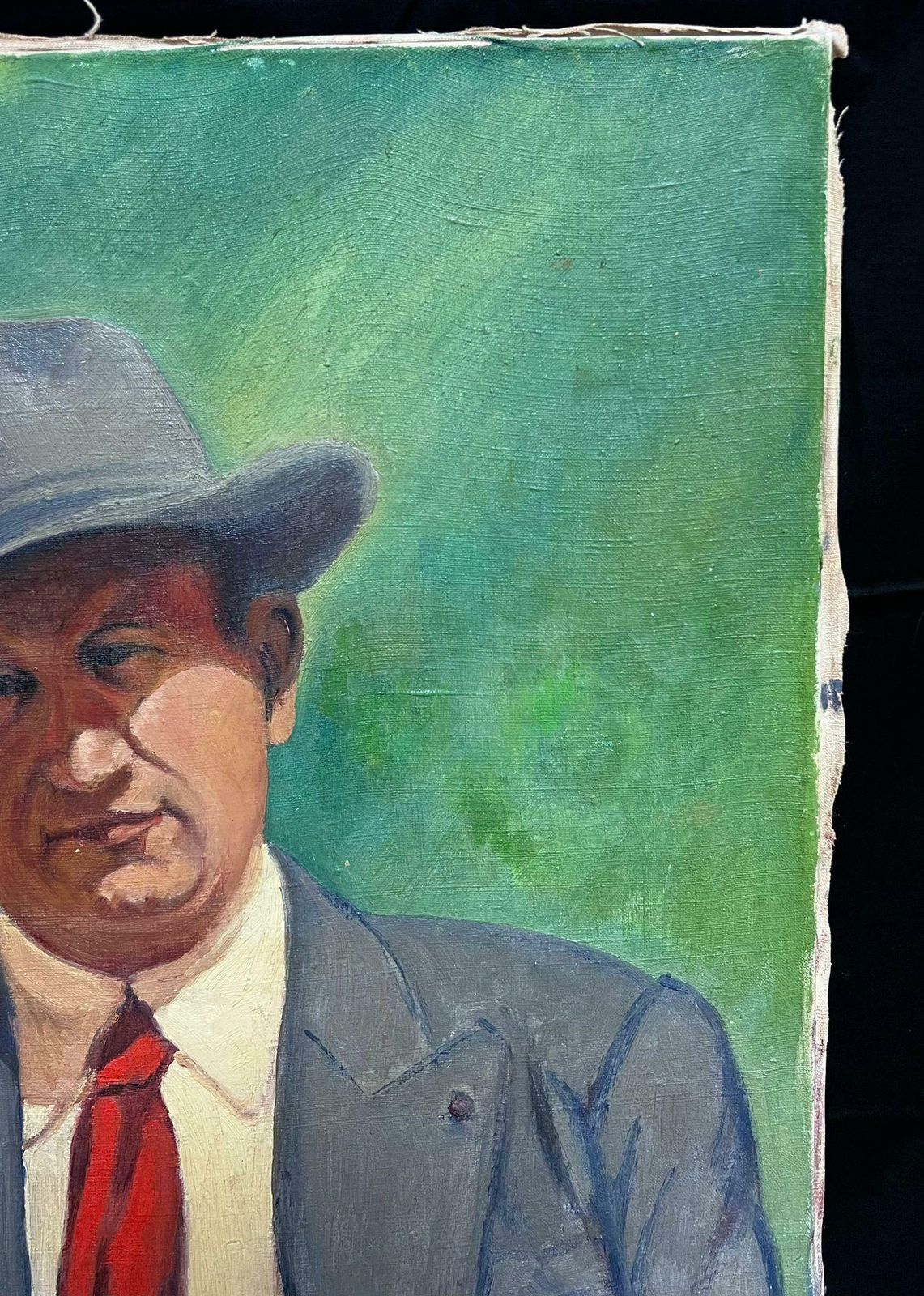 Colbert Cassan1950's Self Portrait Of The Artist In Hat French Signed Oil Painting On Canvas1952 photo for sale