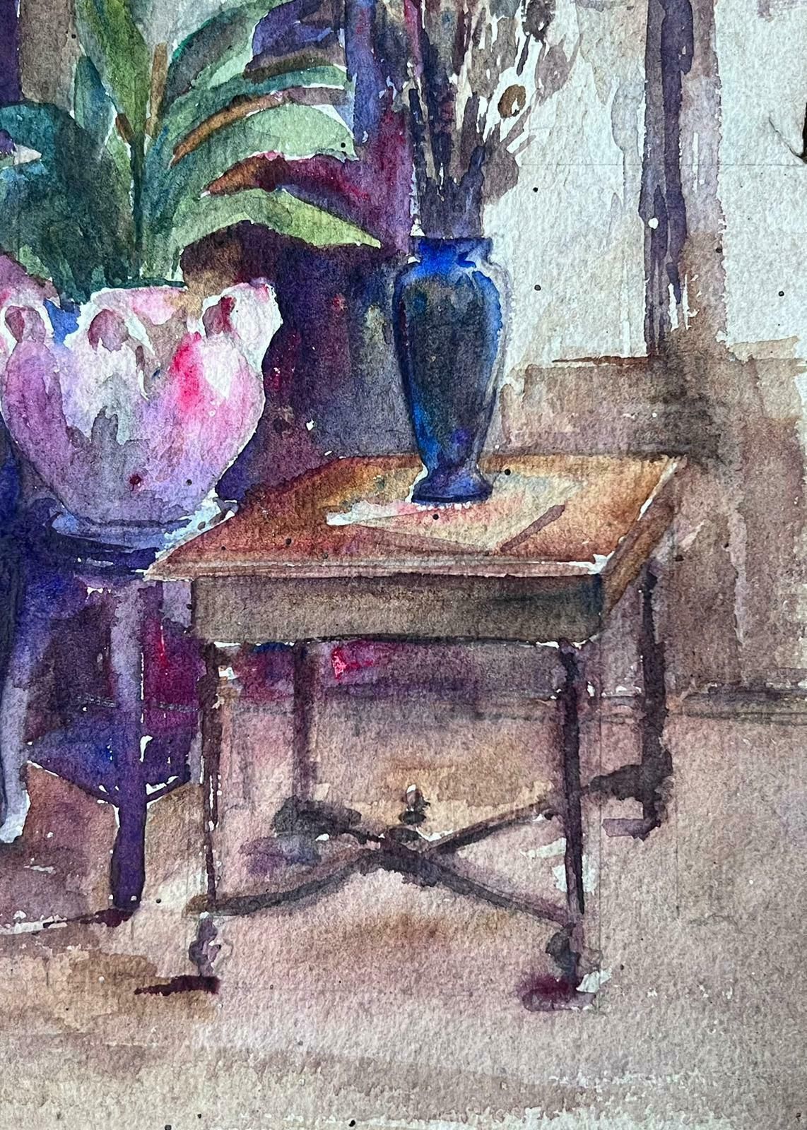 Louise Alix1930's French Impressionist Watercolour Interior Scene Dressing Room1940's photo for sale