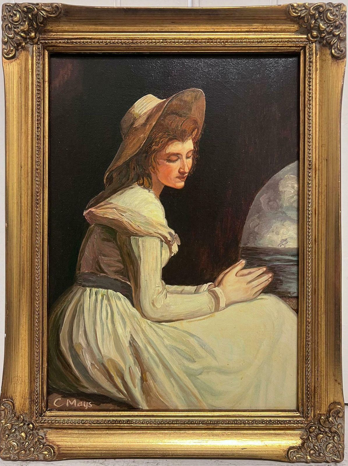 20th Century British Schoolportrait Of Emma Hamilton Lord Nelson's Mistress British Oil Painting Framed photo furniture