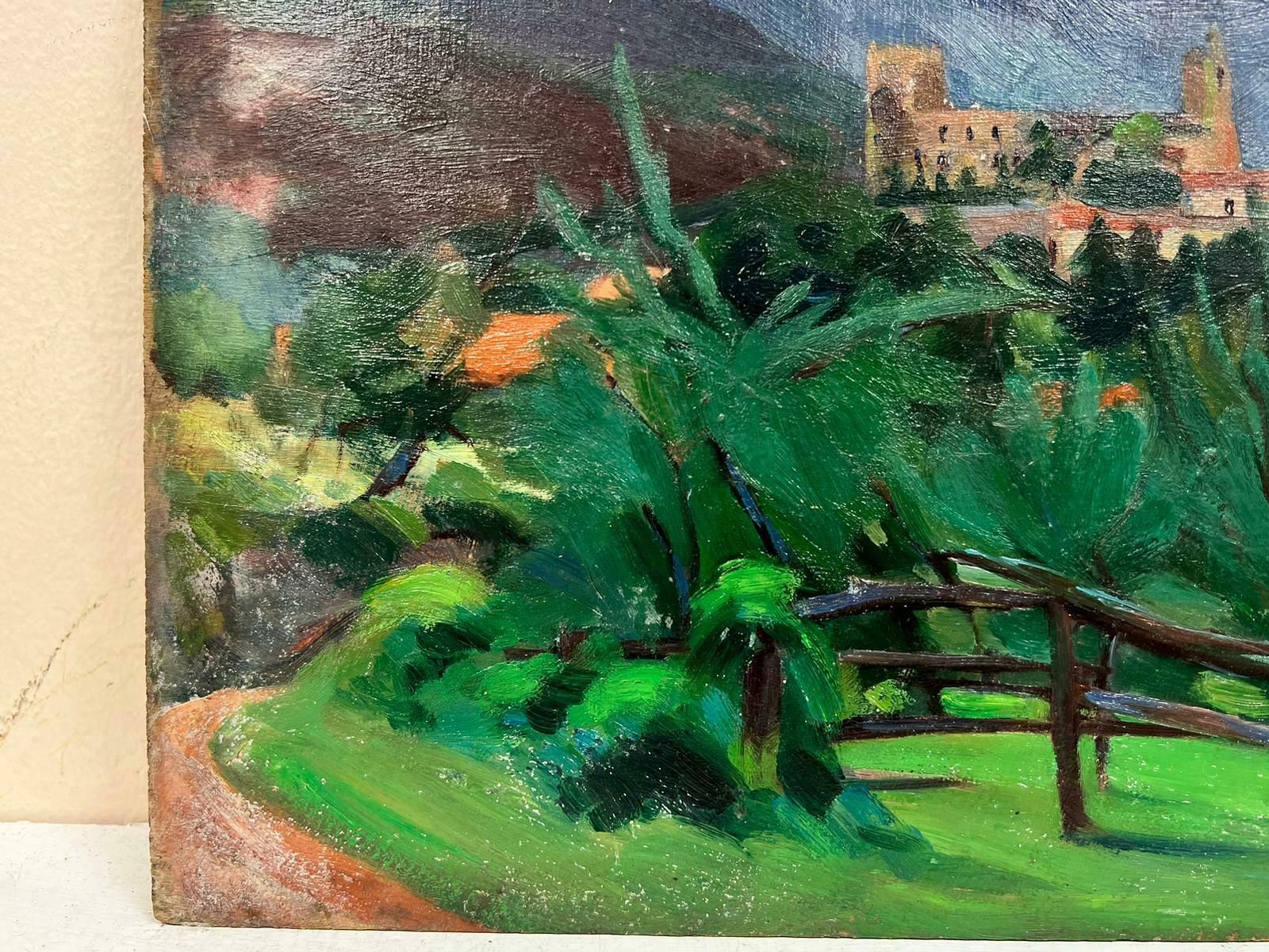 Suzanne Crochet1930's French Post Impressionist Oil Painting Provencal Landscape Sunflowersc. 1930's photo furniture