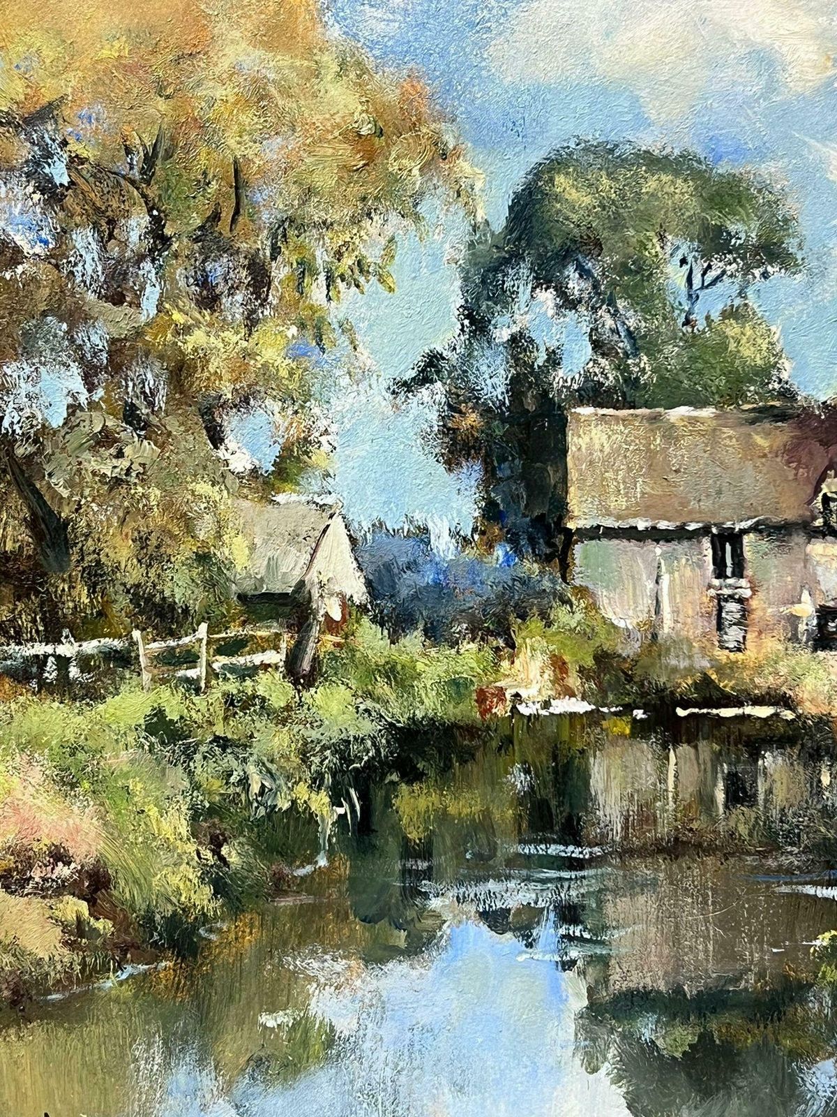 David Hydeenglish Impressionist Signed Oil Painting Water Mill House In Summer Meadowsc.2000 photo buy