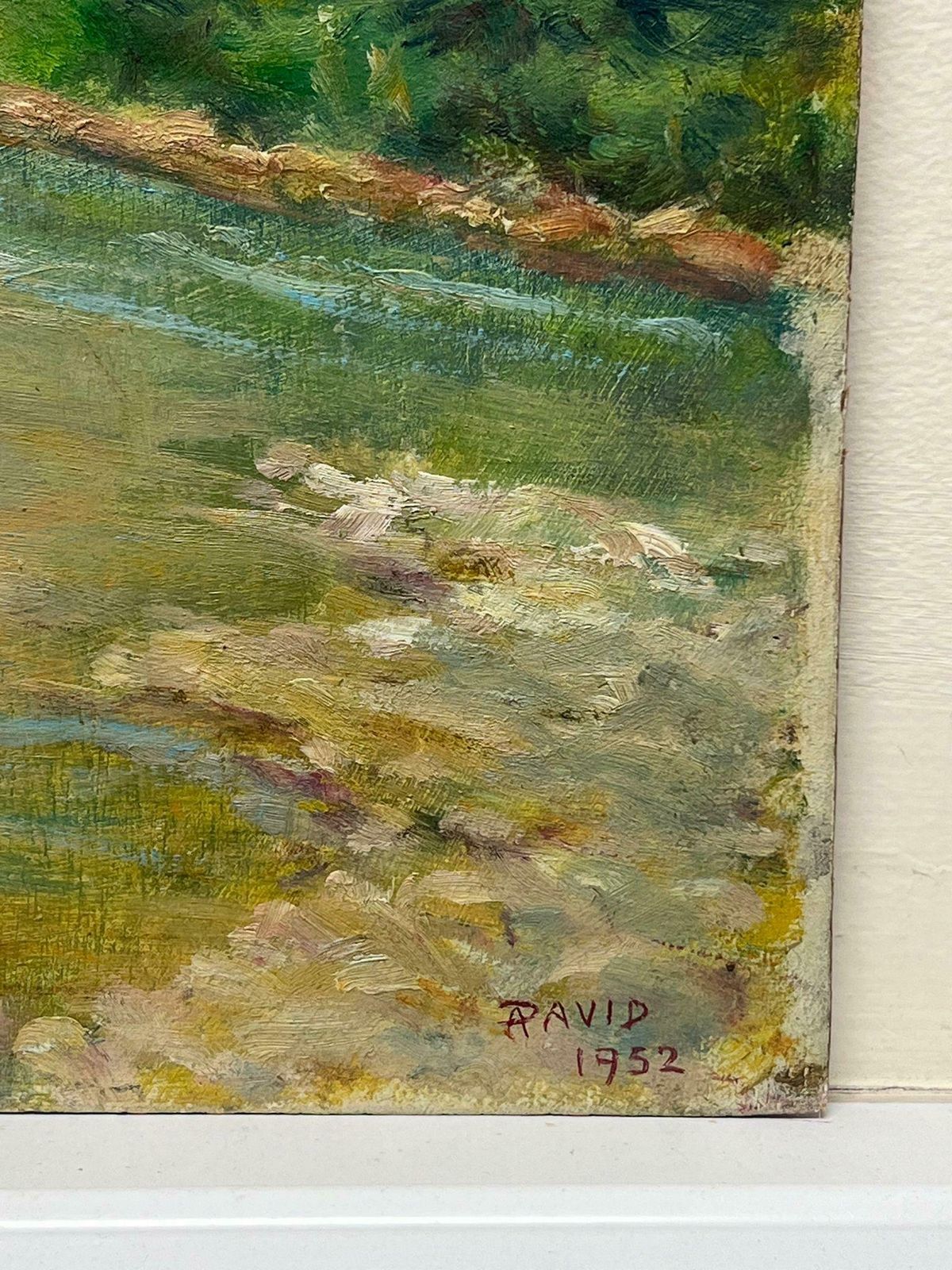 Regine Davidmid 20th Century 1950s French Post Impressionist Oil Green River Gorge Landscape1950's photo Art