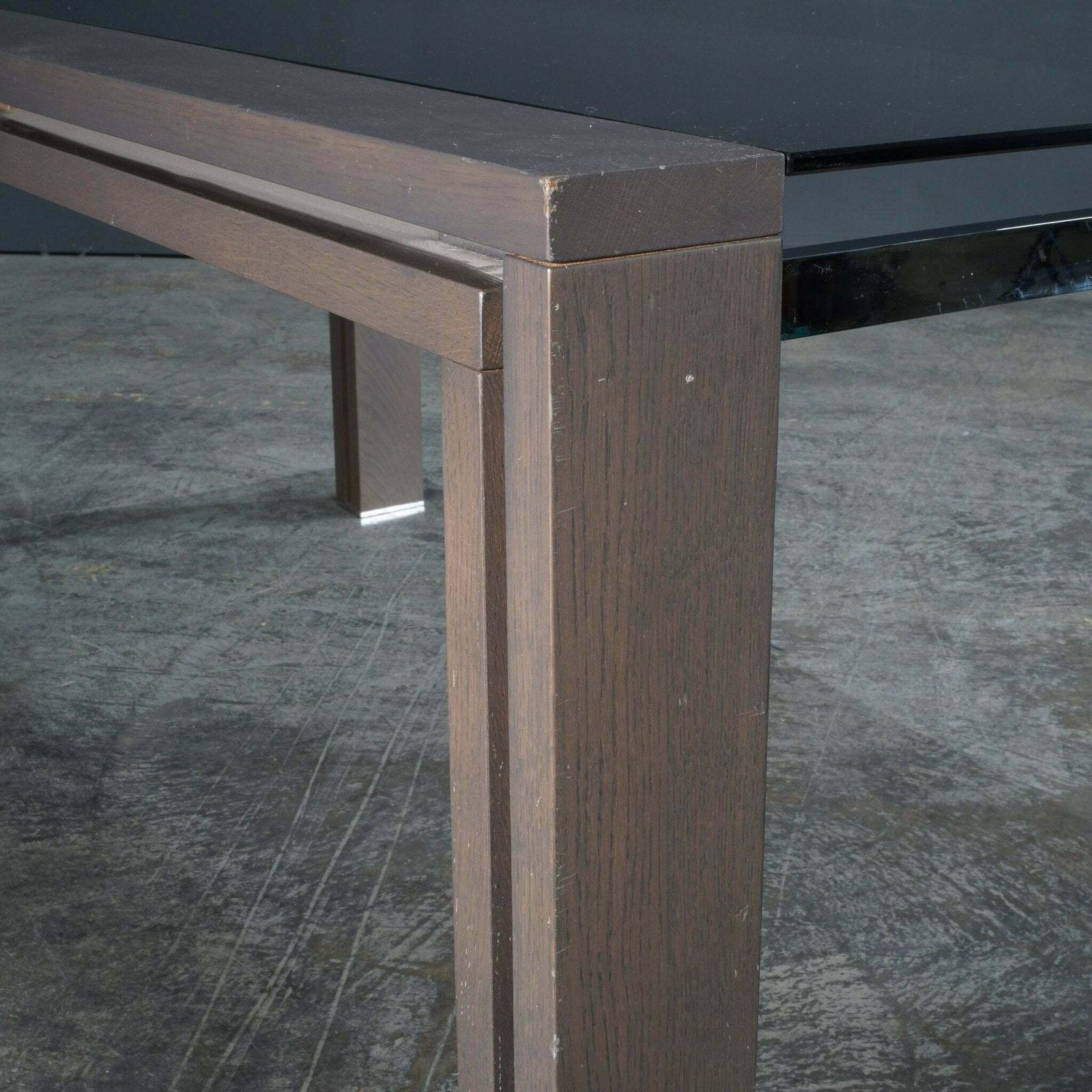photo buy Roche Bobois Anthracite And Smoked Glass Box Dining Table