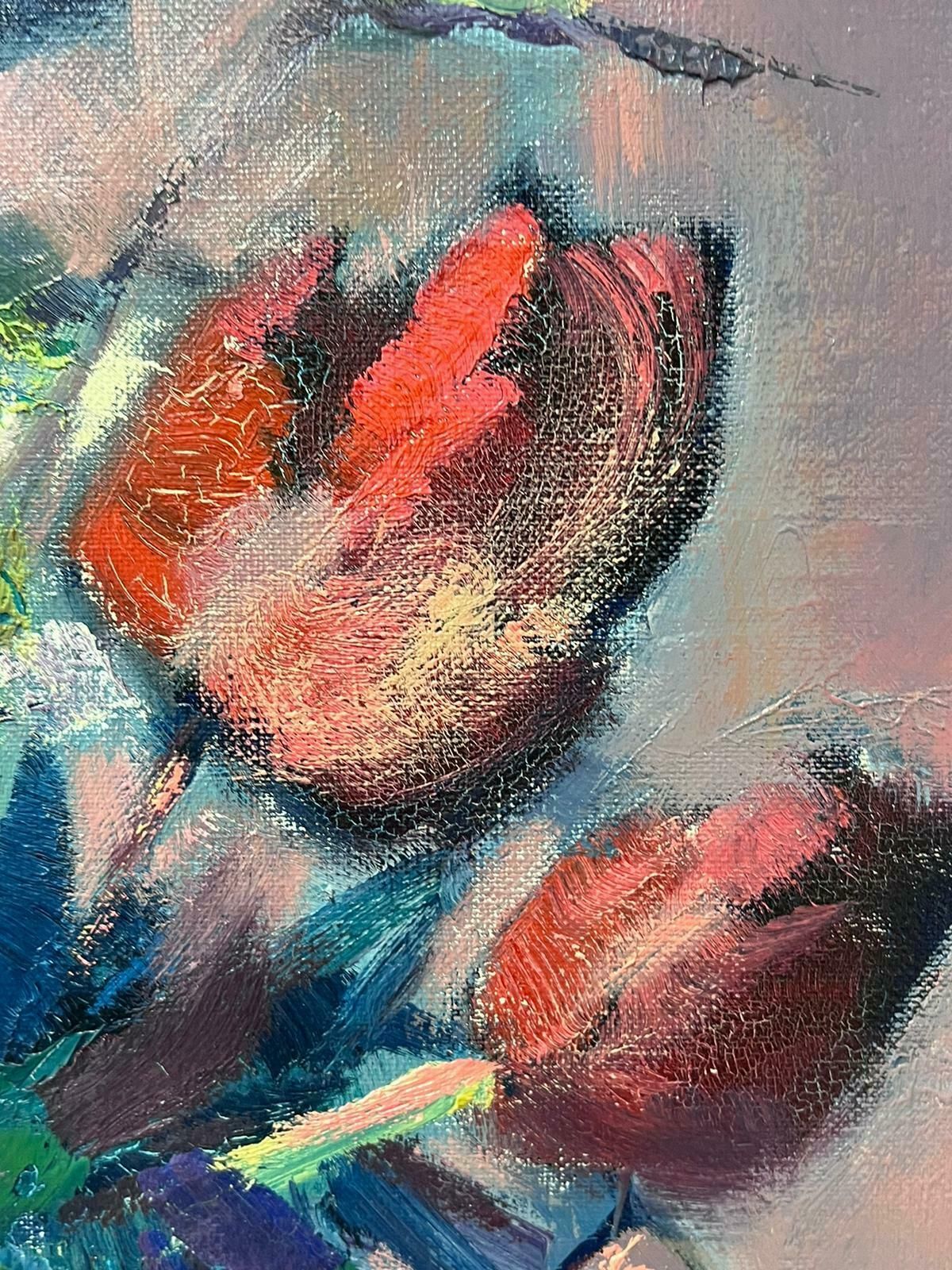 Guy Benardlarge French Post Impressionist Signed Oil Tulips, Apples & Pears Still Life photo for sale
