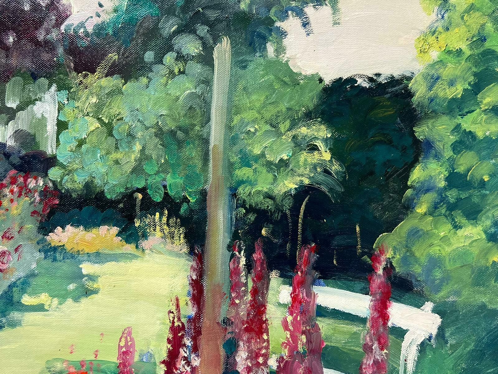 Guy Benardthe Artists Garden Signed Original French Impressionist Oil Painting photo for sale