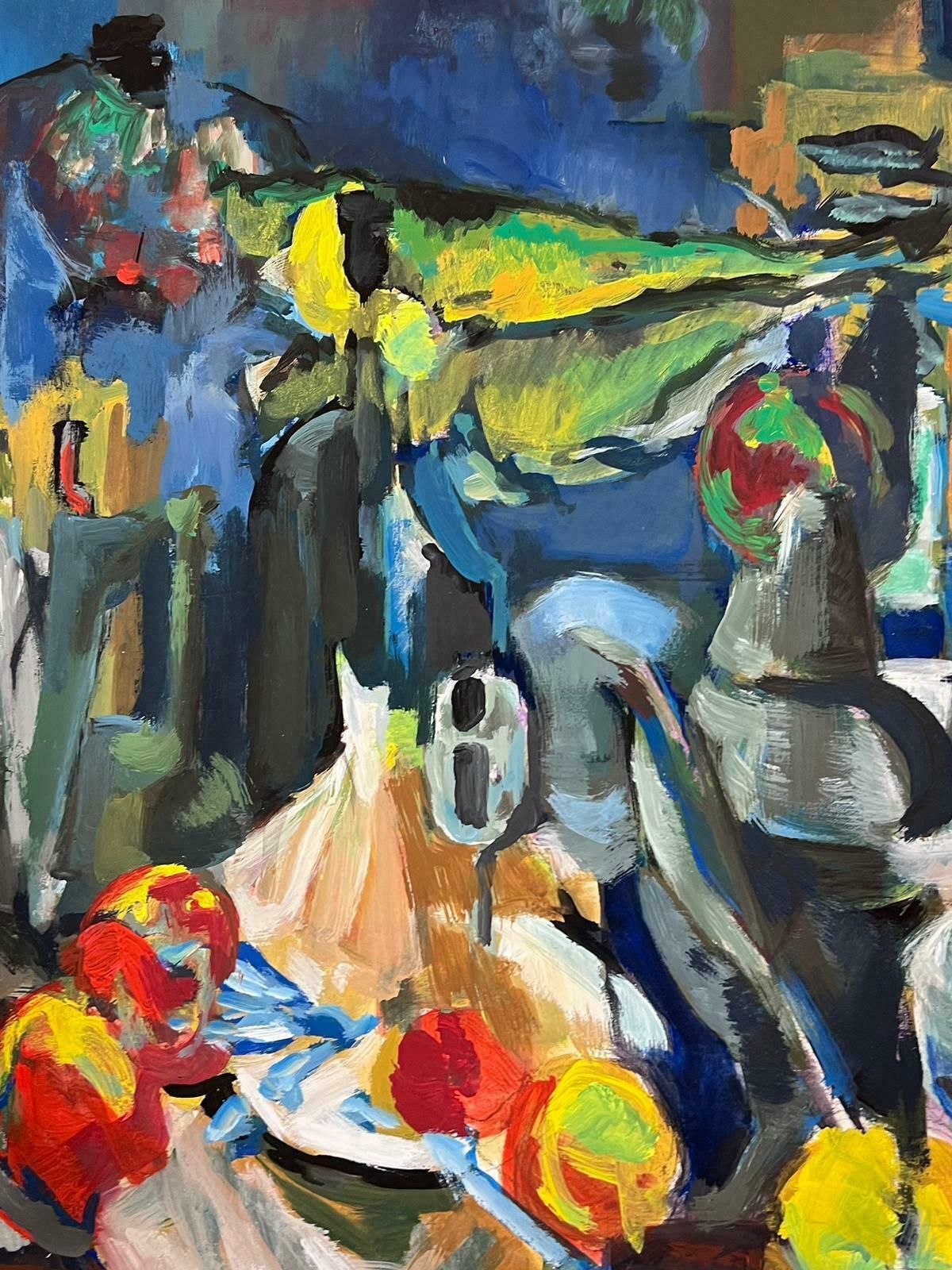 Guy Nicodfrench 20th Century Modernist Painting Red Apples Interior Table Still Life photo Art