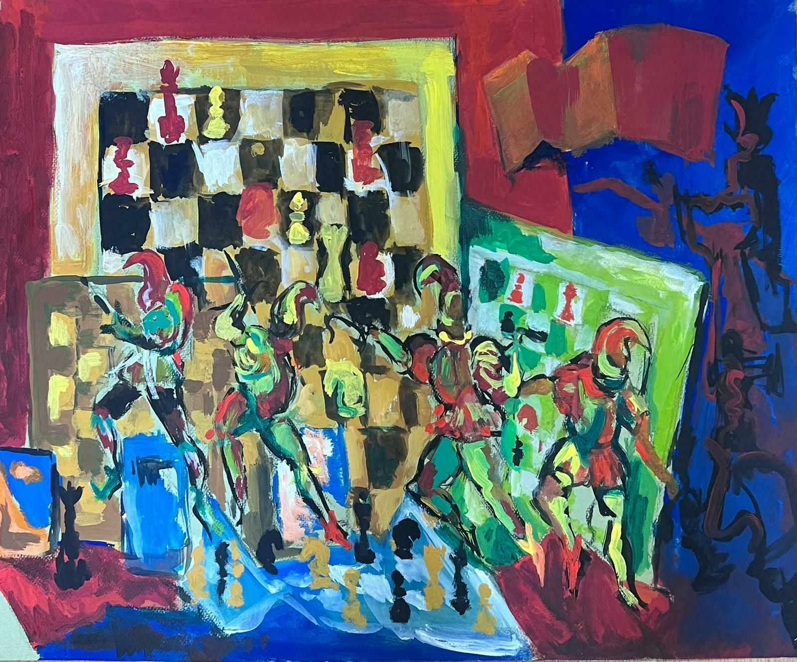 Guy Nicod 1970's French Modernist Board Games Abstract Composition Painting photo Art