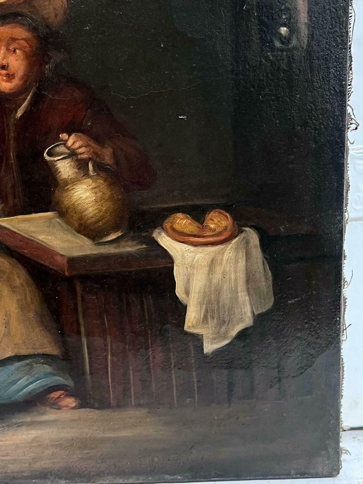 Dutch 19th Centuryantique 19th Century Dutch Interior Scene With Couple Seated Oil On Canvas photo Art