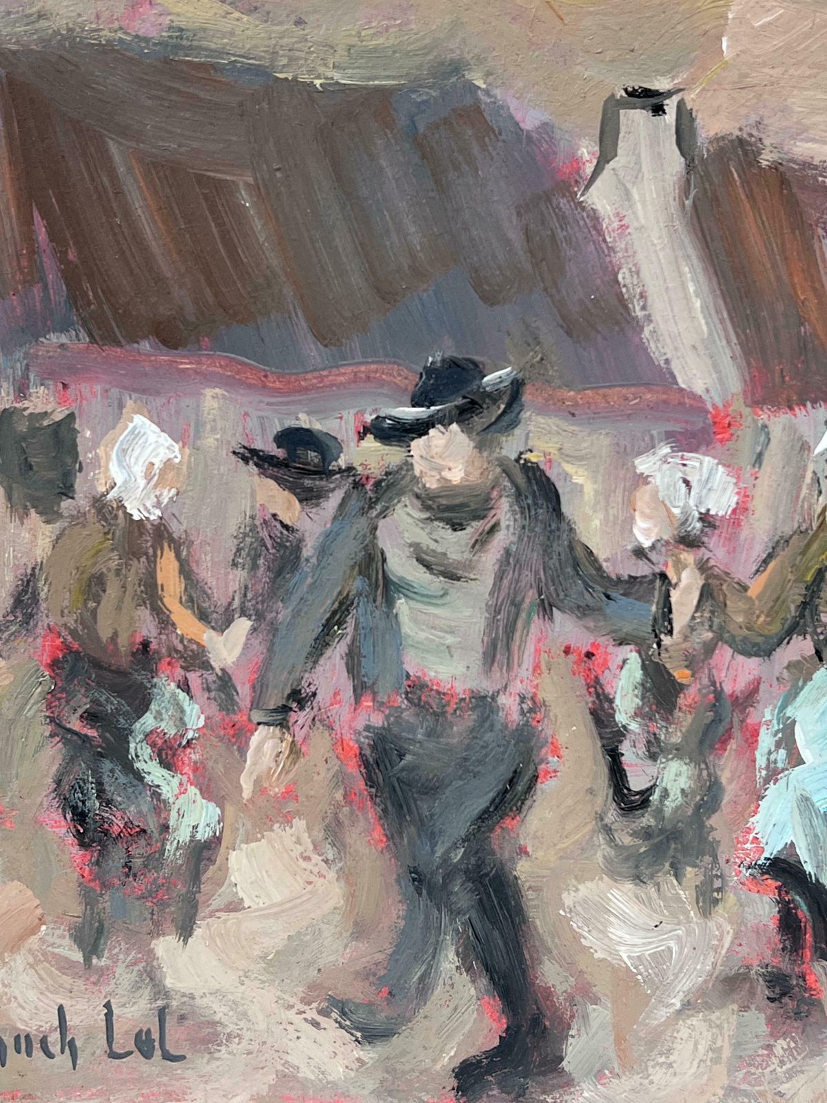 Fanch Leltraditional Village Dance Figures In Motion Celebrating In A Rustic Courtyard 20th Century photo Art
