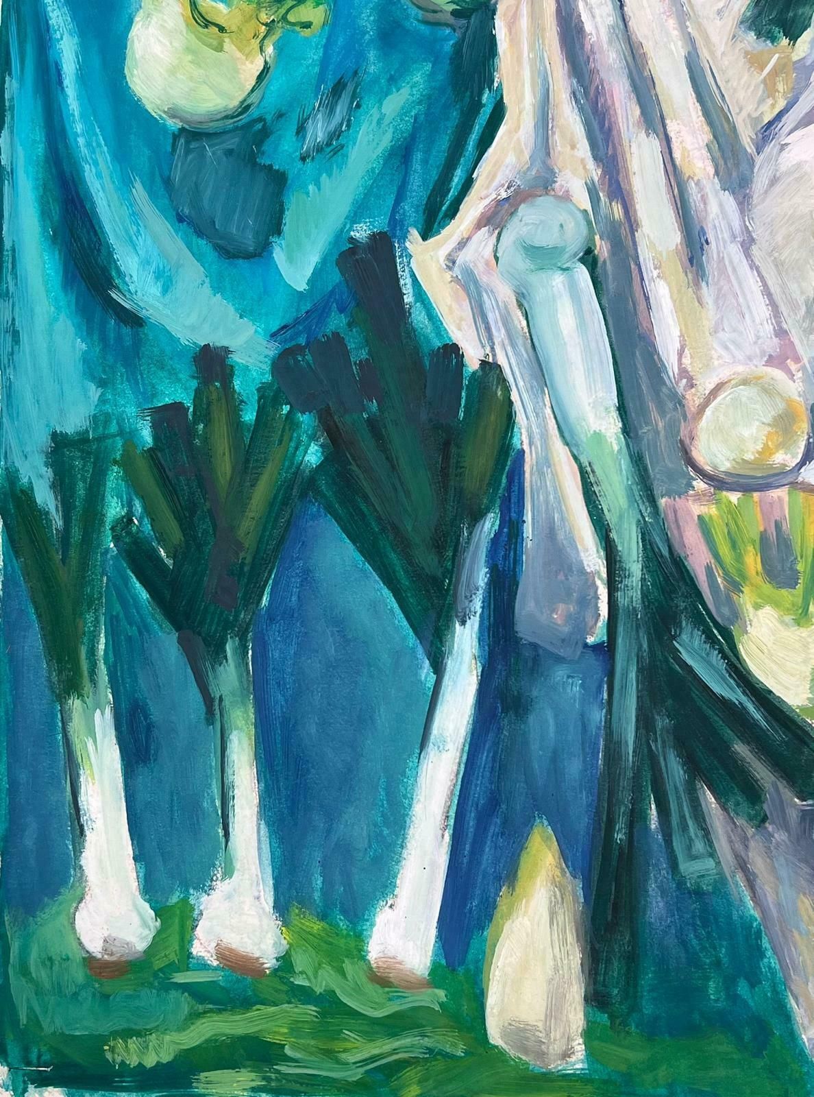 Guy Nicod French 20th Century Modernist Turquoise Still Life Spring Onions And Celeriacs photo furniture