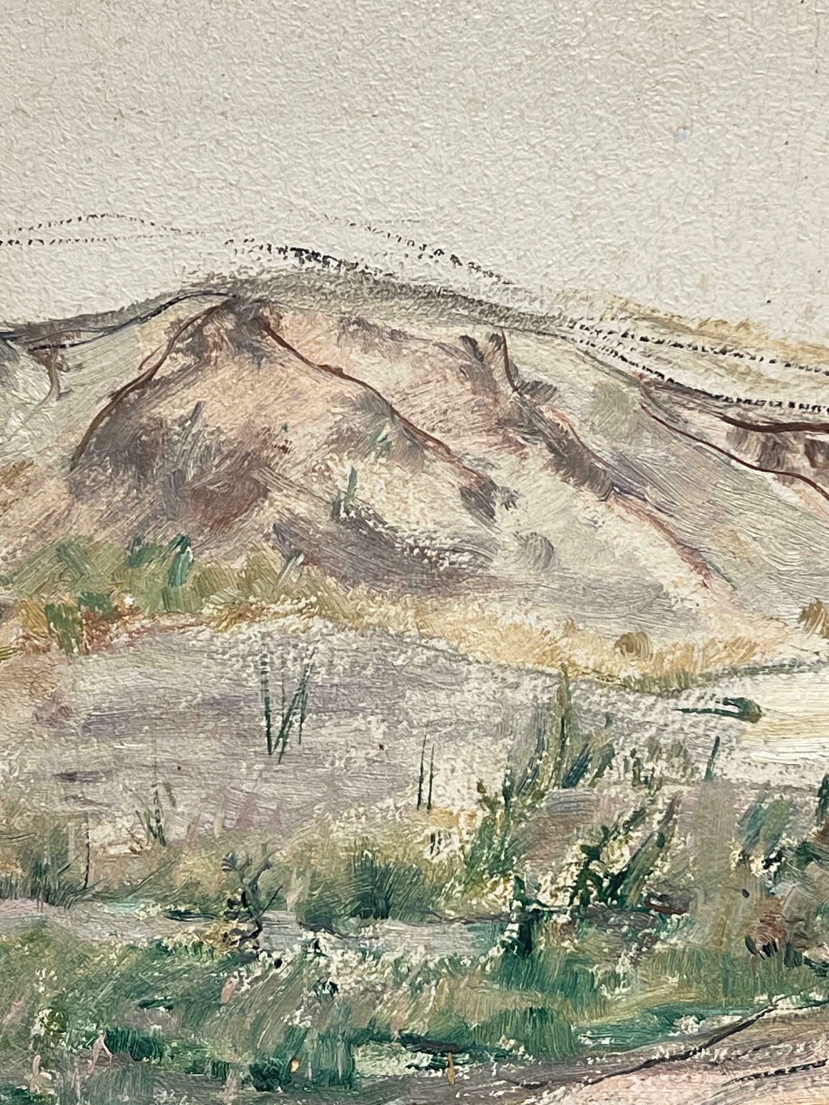 Simone Forgeimpressionistic Landscape Of White Rolling Hills And Green Sparse Vegetation19th Century photo for sale