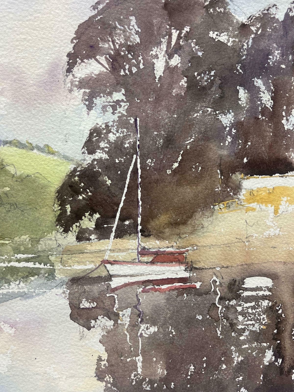 Anthony Averybritish Original Impressionist Watercolor Sailing Boats River Estuary Landscape photo vinterior